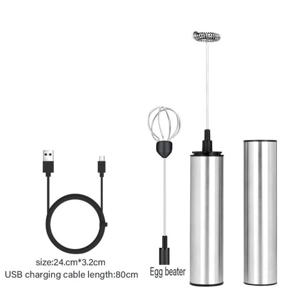 Mini Electric Frother Portable USB Rechargeable Foam Maker Handheld Foamer High Speeds Drink Mixer Frothing Wand for Coffee