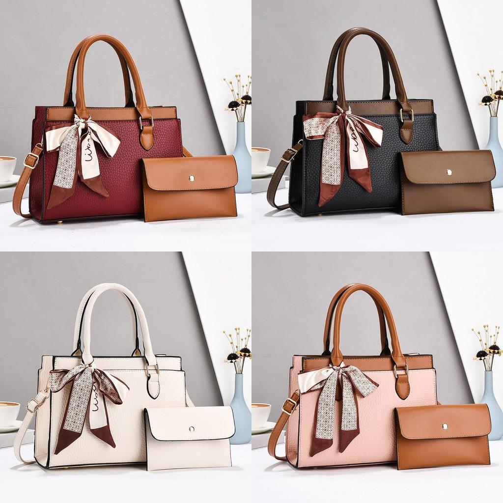 Stylish High-end Pu Leather Womens Tote Bag Set With Spacious Interior And Trendy Colors