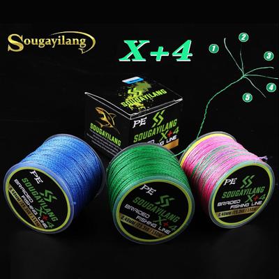 SOUGAYILANG Attrezzatura da pesca Lenza da pesca intrecciata X + 4 supporti Lenza da pesca super resistente intrecciata in PE multicolore
