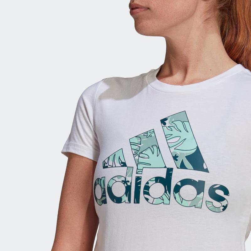 adidas T Shirts Women's White Crew Neck Moderate Straight Fit GL6845