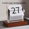 A58Z Rotating Mechanism Wooden Perpetual Calendar-Vintage Flip Desktop Calendar, Nordic Minimalist Home Office Decor