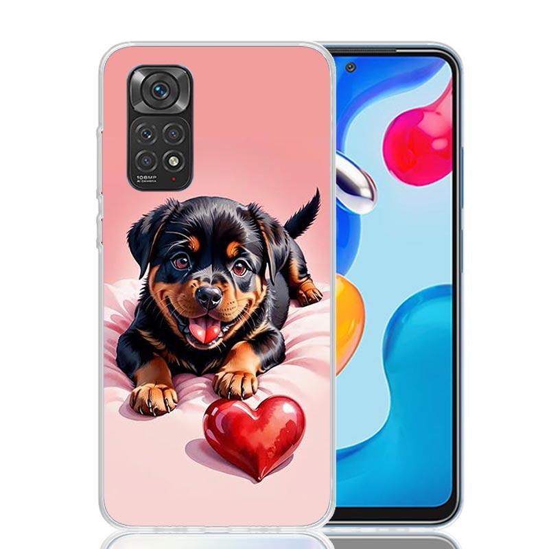 Lovely Puppy Heart Dogs Phone Case For Xiaomi Redmi Note 15 14 13 12S 12 Pro Plus 11S 11E 11 11T 10S 10 Art Soft Pattern Cover R