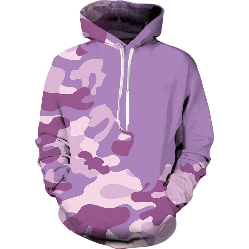 3D Printed Multi-color Camouflage Hoodie, Colorful Geometric Pattern Pullover, Casual Sweatshirt, Men's Loose-fitting Fleece-lined and Thickened Top.