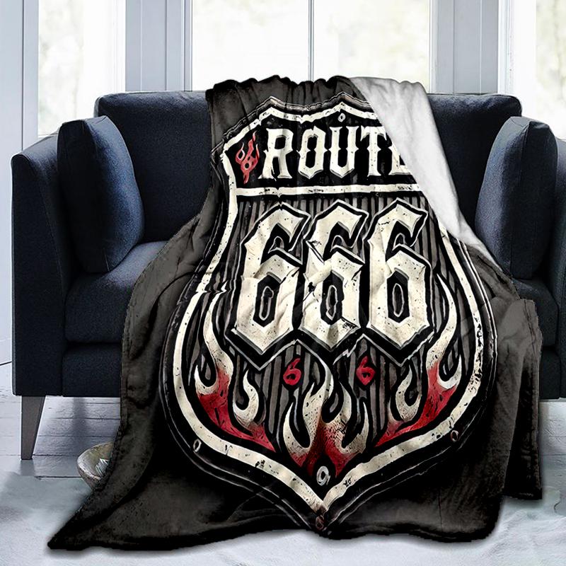 

1PC Highway 66 pattern blanket, all season lightweight home office outdoor nap multifunctional blanket 80cm x 120cm