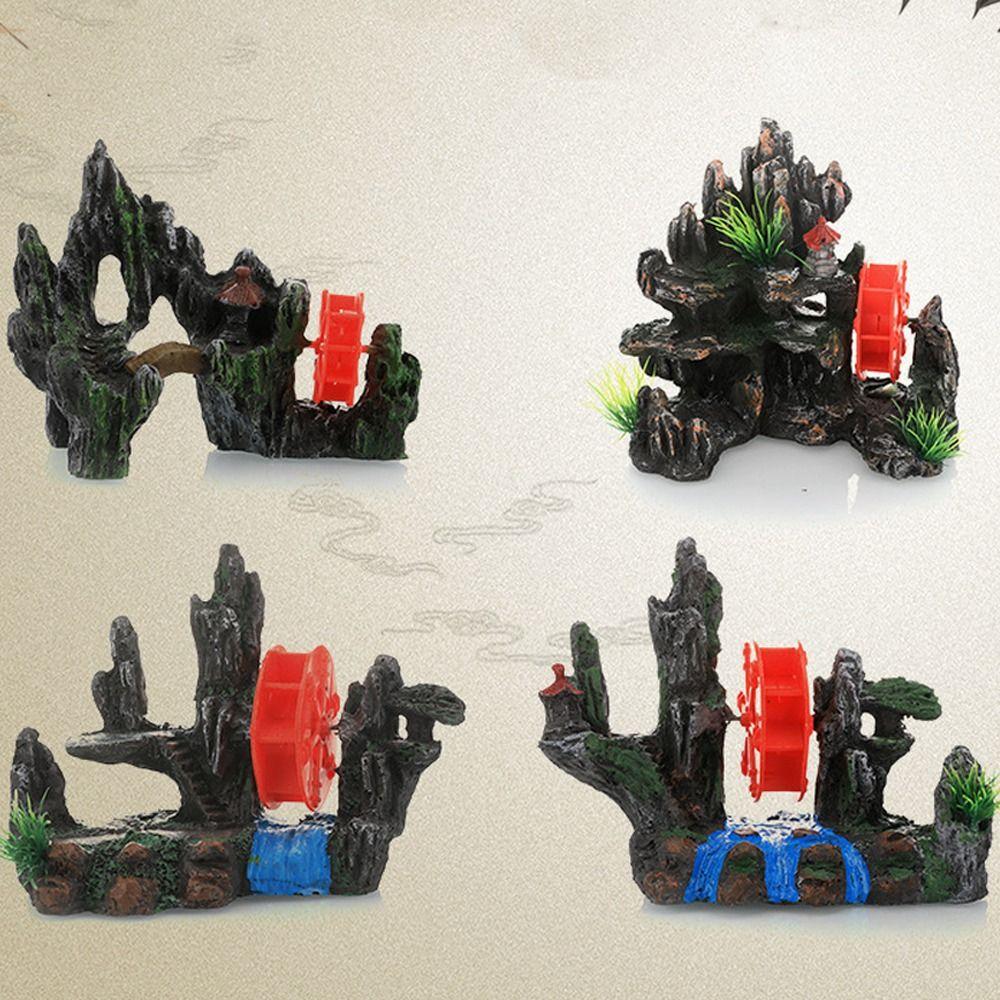 Realistic Aquarium Rockery Figurines Unique Stone Cave Ornament  Fish Tank Landscape Decor