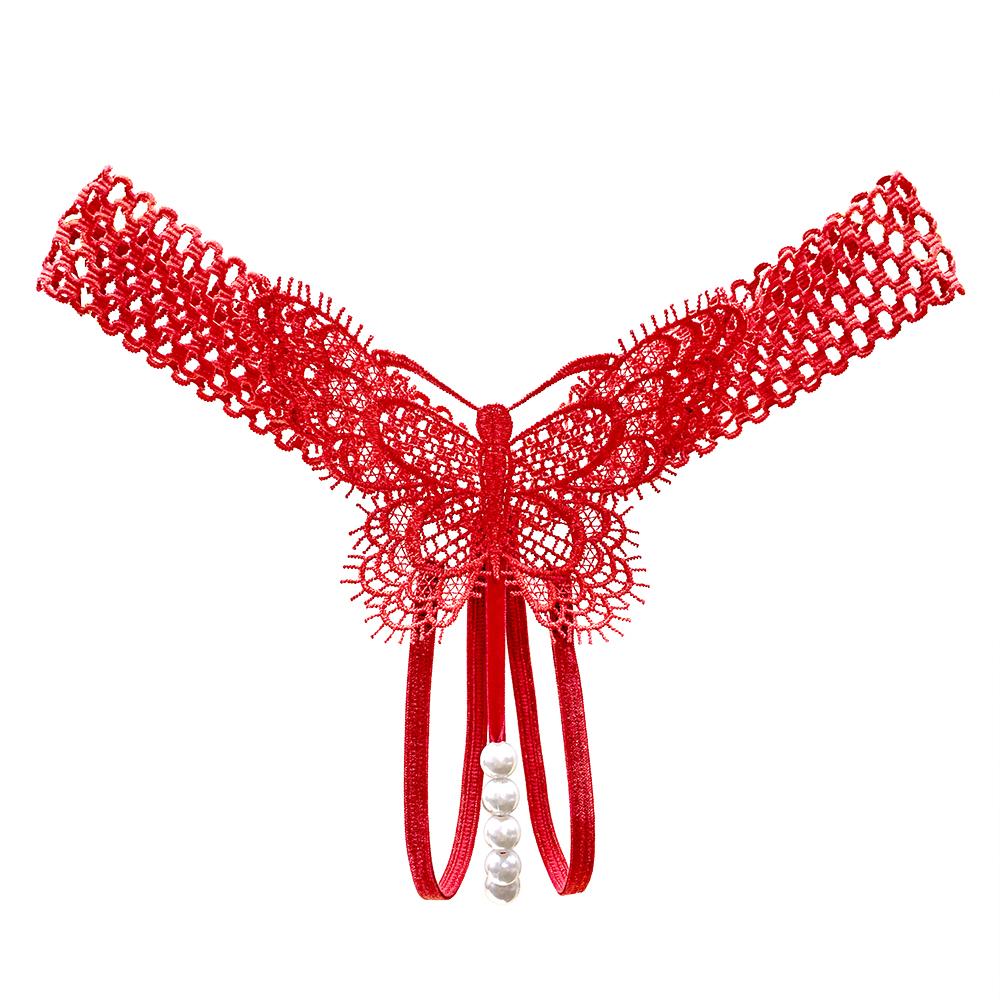 Women's Sexy Crotchless Thongs Lace Hollow Out Underwear For Women Erotic T-back Hot Transparent Panties Female Bow G-string New