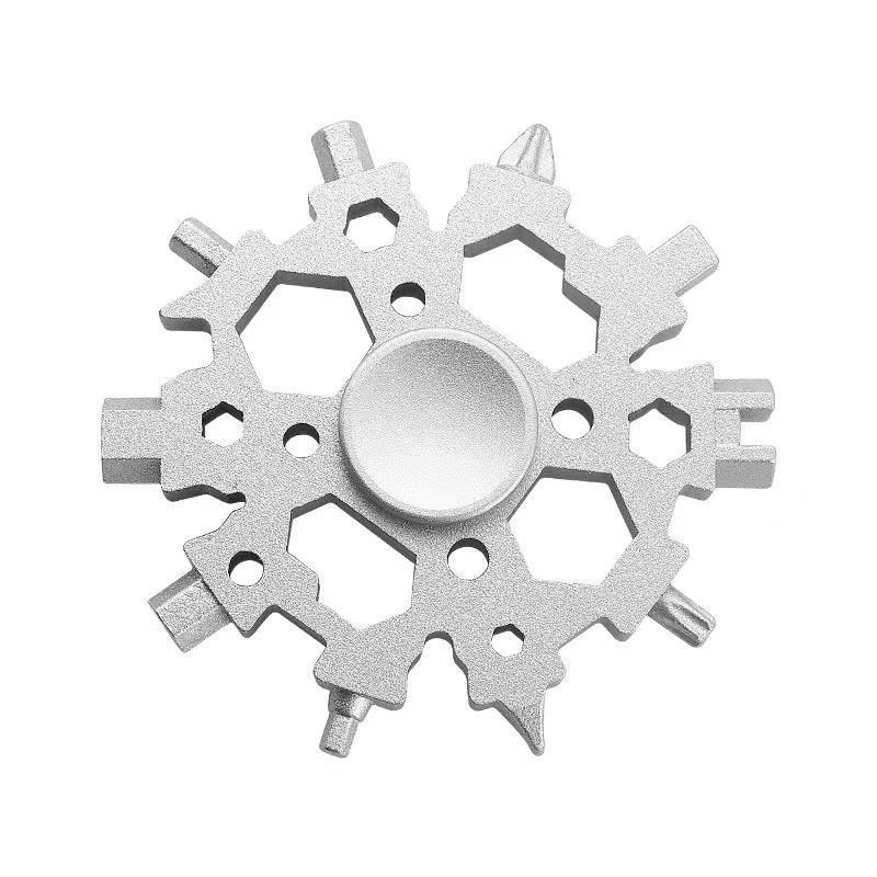 Multi Functional 23 in One Fingertip Gyro Decompression Toy Snowflake Wrench Portable Outdoor Combination Maintenance Tool