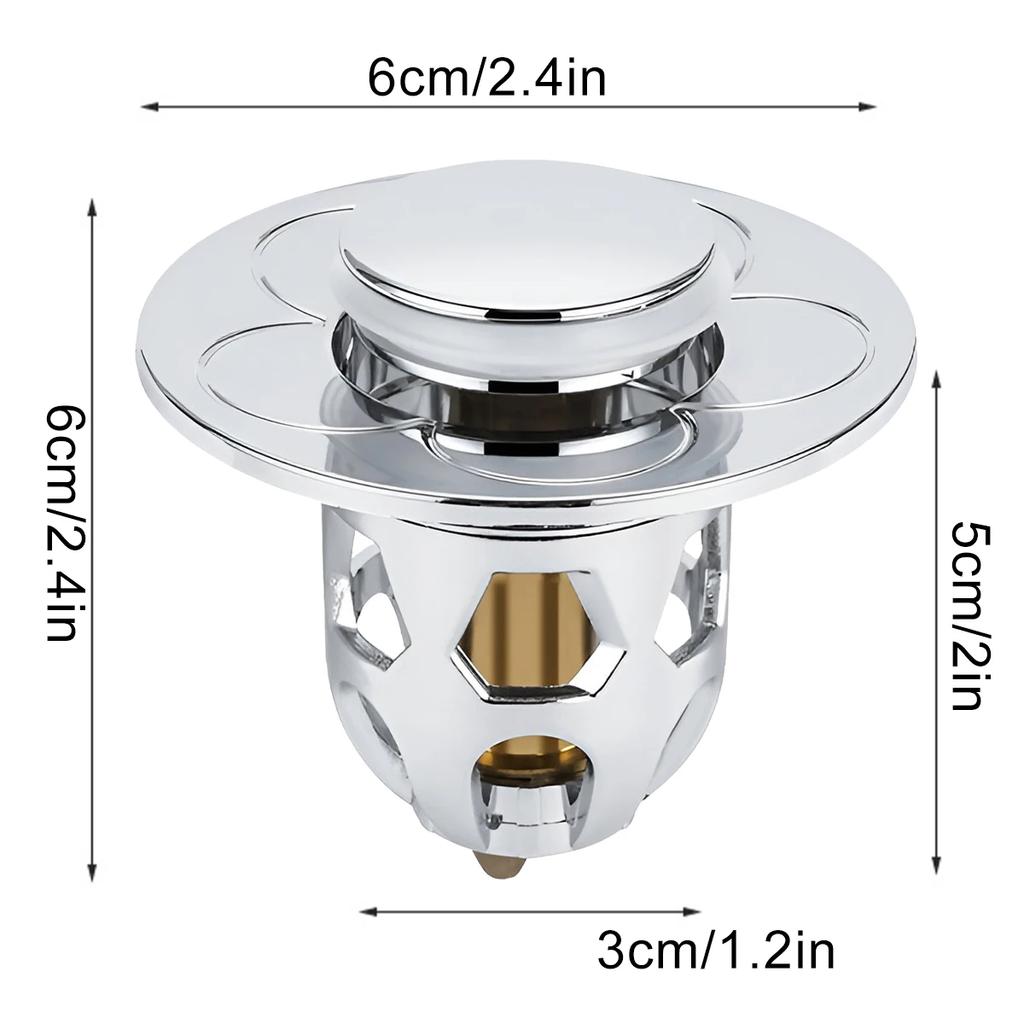 2Pcs Universal Anti Clogging Sink Drain Strainer 30-40mm Drain Hole Push-Type Washbasin Pop Up Sink Drainer Filter Hair Catcher