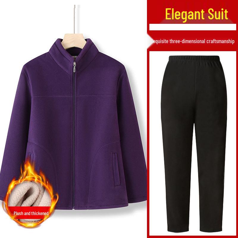 Women's Fleece Hoodie Jacket for Elderly - Winter & Spring Wear