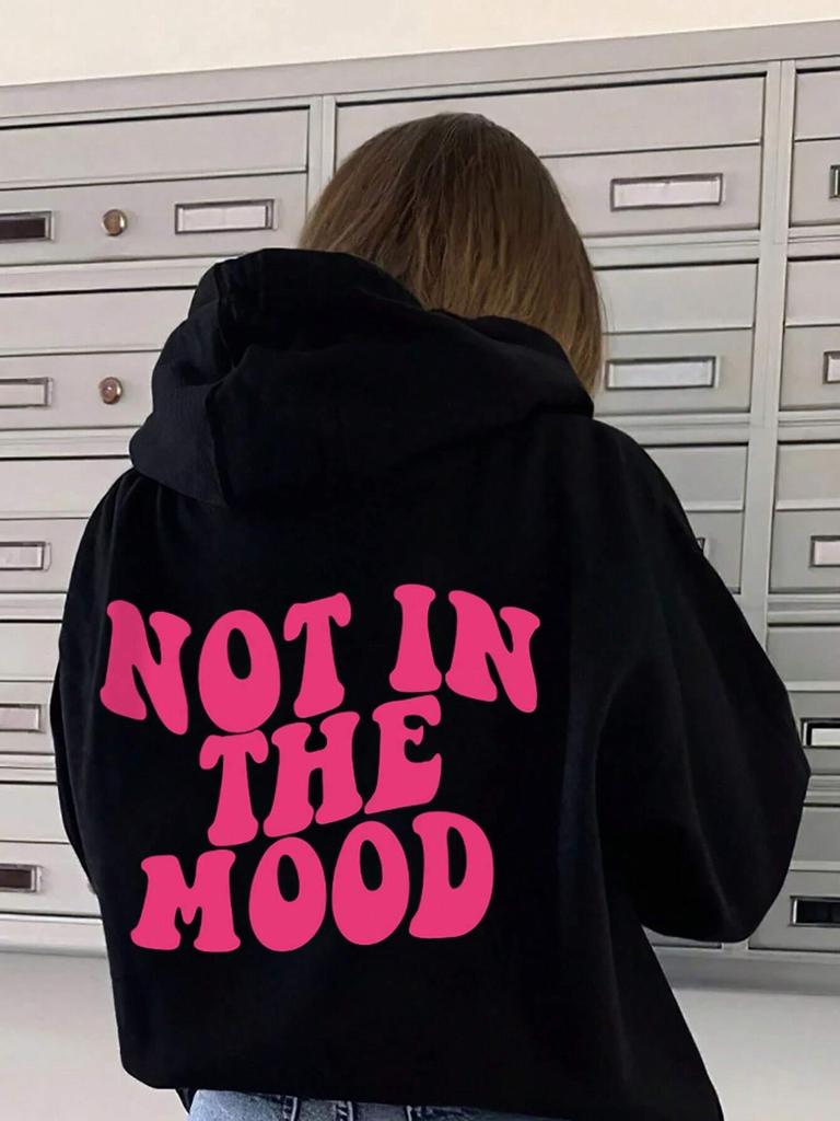 Not In The Mood Persönlichkeitsbrief Weibliche Hoodies Persönlichkeit Lose Hoodie Herbst Warme Fleece Hoody Harajuku Street Pullover