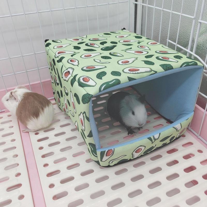 Hamster Winter Bed Warm Cave Cozy Hideout Bottomless House Cute Print for Small Animals Ferrets Playing Sleeping
