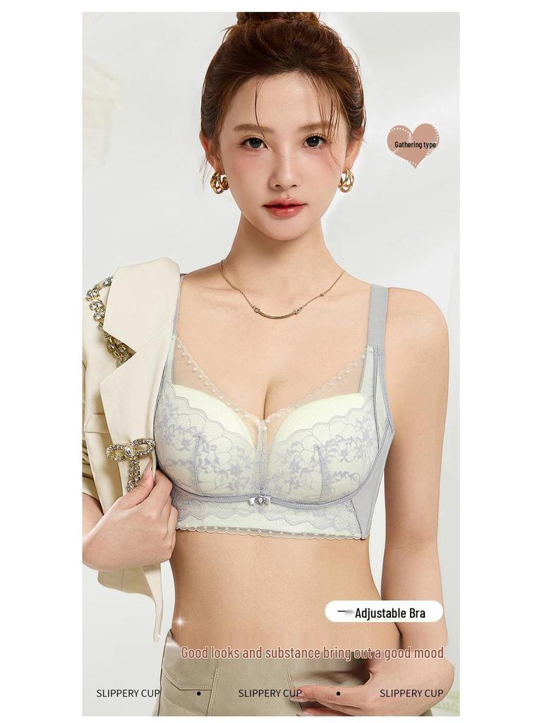 Lace Push-Up Wire-Free Bra for Small Busts - Adjustable, Skin-Friendly, Anti-Sagging Support
