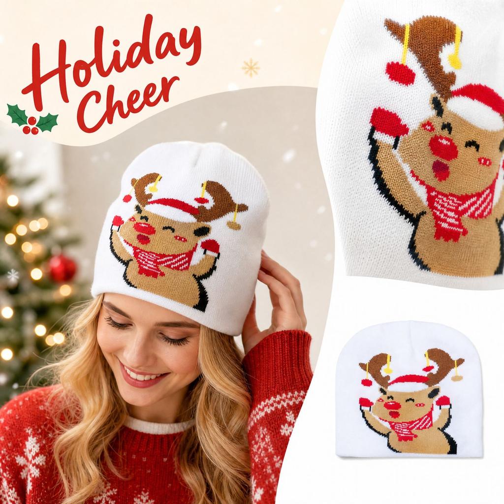 Unisex Christmas Knitted Hat for Men Women Fall Winter Holiday Party