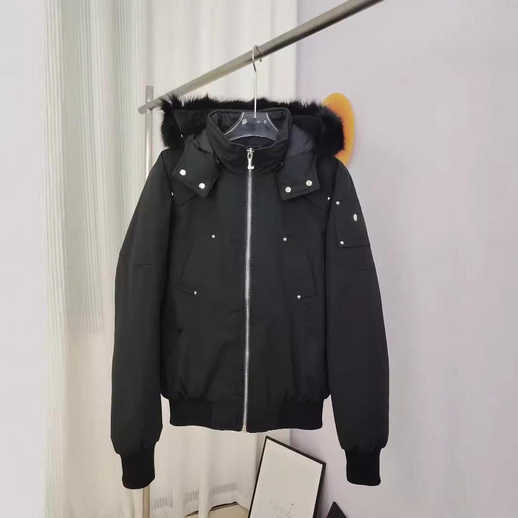 Men's Hooded Moose Down Jacket with Fox Fur Collar