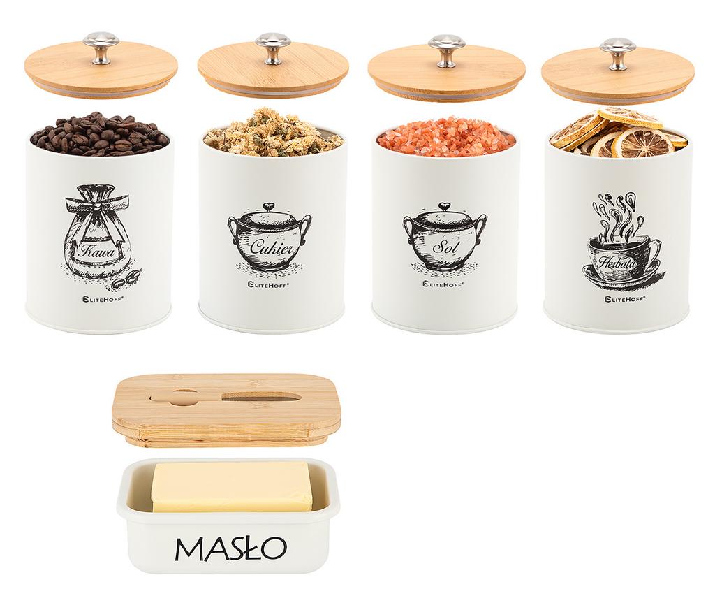 Set Of 4 Kitchen Containers And Butter Dish E-6056