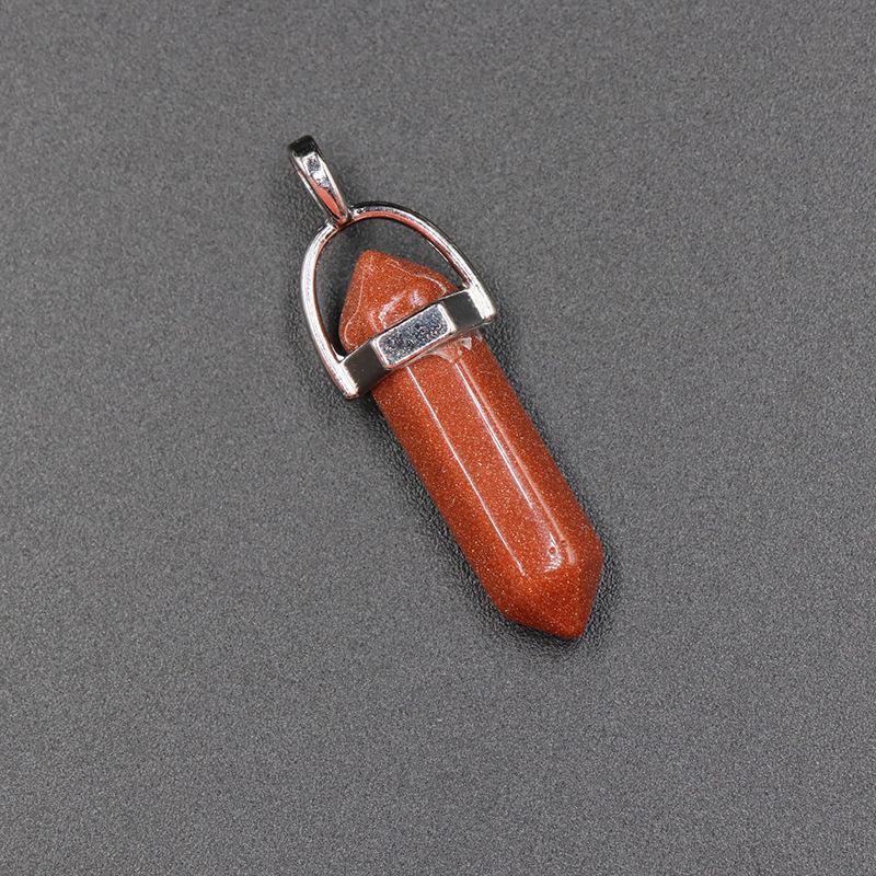 Agate Bullet & Rose Quartz Double Point Pendant Necklace