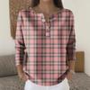 Women's Fashion Long Sleeve Plaid Geometric Print Top Elegant Casual Top