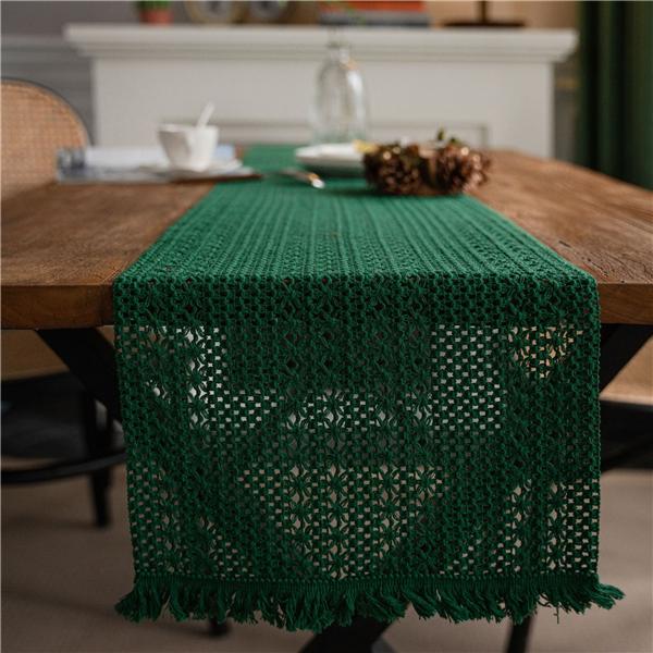 Table Flag Green Solid Woven Natural Material American Holiday Hemp Rope Dinner Mat Tableware Mat Tassel Bowl Mat