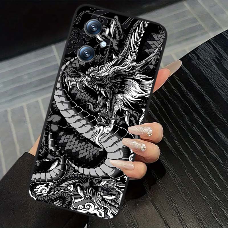 Anime-Drachen-Design für OPPO Reno 5 6 7 A96 A40 A58 Realme GT A74 A78 Neo2 A74 A78 Find X5 X3 X7 X8 Schwarze Handyhülle