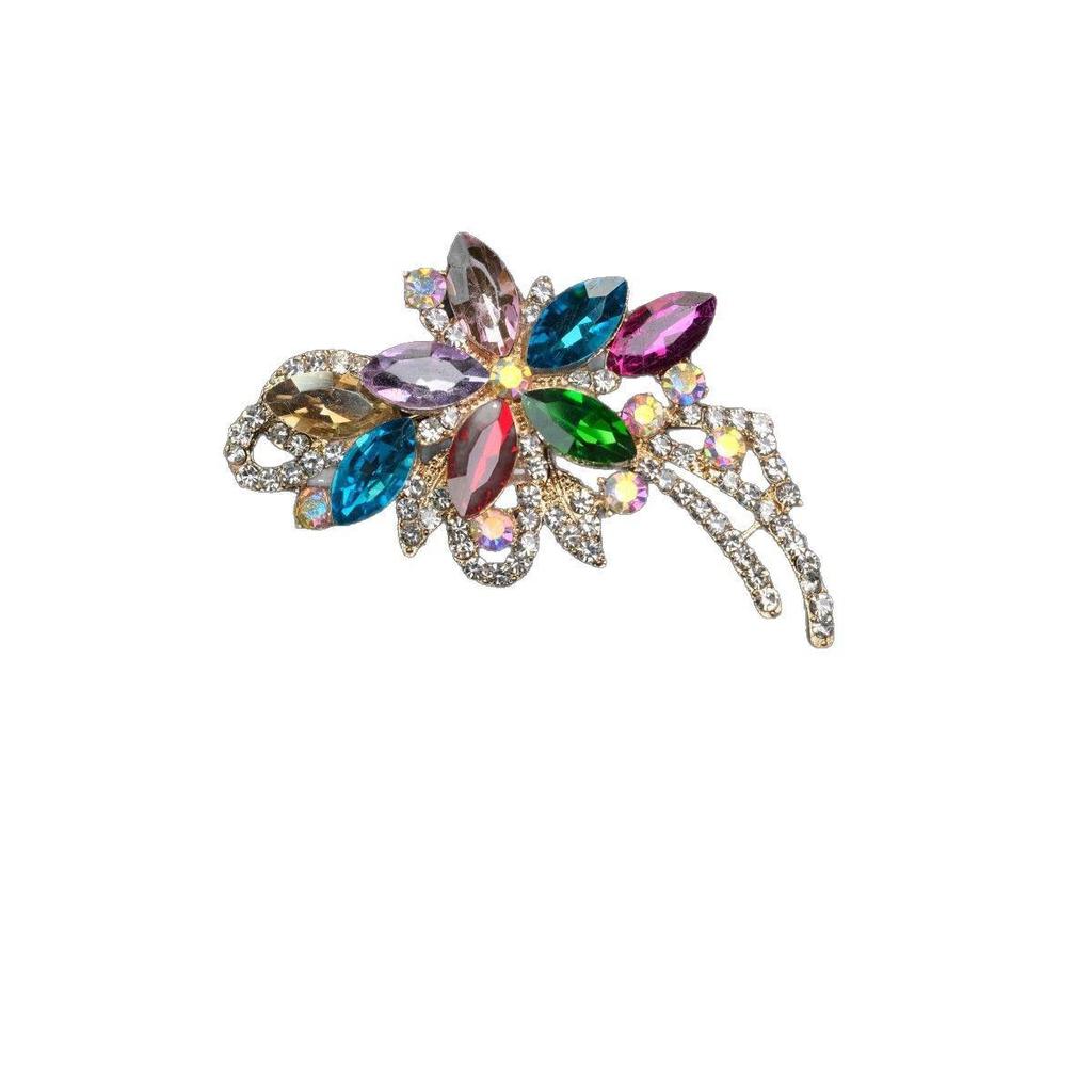 High-End Light Luxury Women's Brooch with Colorful Diamonds - Dual-Use Scarf Buckle and Coat Pin Accessory