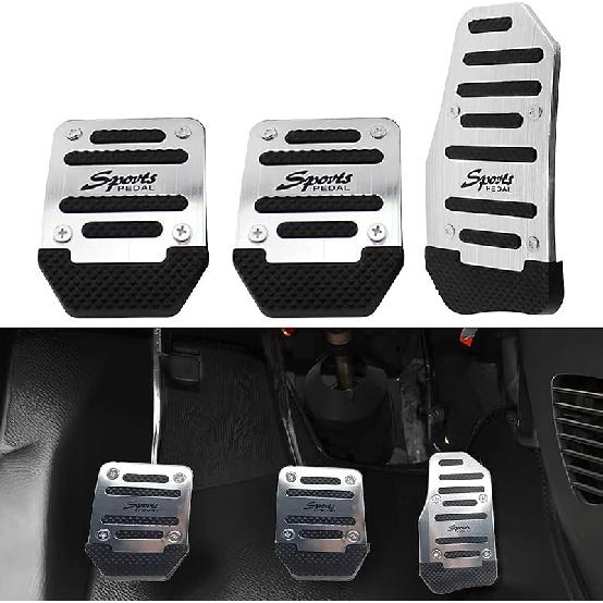 Pack-3 Car Non-Slip Pedal Pads Set, Accelerator Pedal Covers, Car Brake Pedal Protectors, Automobile Universal Replacement Accessories, For Most 3 PCS серебряный