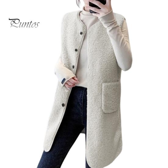 

Осень-зима Женский жилет Пальто Круглый вырез Свободный средней длины Без рукавов Однобортный Карманы Кардиган Теплый толстый Верхняя одежда Жилет XXXL бежевый