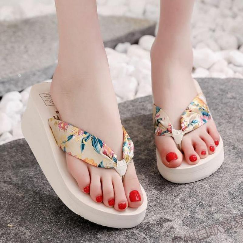 Fashion Summer Eva Black Platform Slippers Chunky Thick Soft High Heels Wedges Sandals Slippers Indoor Home Outdoor Women's Flip Flops