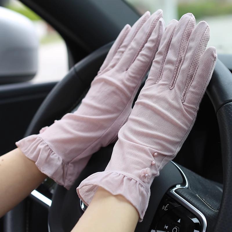 

1 пара элегантных розовых перчаток из полиэстера для женщин — защита от солнца, дизайн с закрытыми пальцами и кружевными вставками, идеально подходит для пляжа, активного отдыха, езды на велосипеде One Size