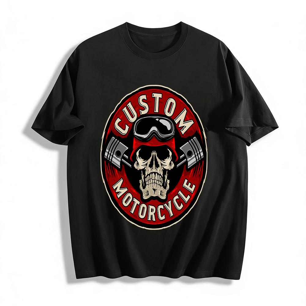 

Vintage Custom Motorcycle Skull Graphic Casual Tee Pure cotton T-shirt XXS