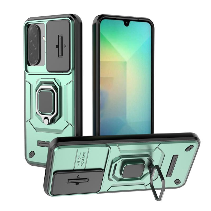 

Чехол для Samsung A26 Чехол Samsung Galaxy A26 Capas Новый Бампер для Телефона Задняя Крышка Сдвижная Кольцо Держатель для Объектива Камеры Fundas Samsung A26 A 26 For A26 зелёный