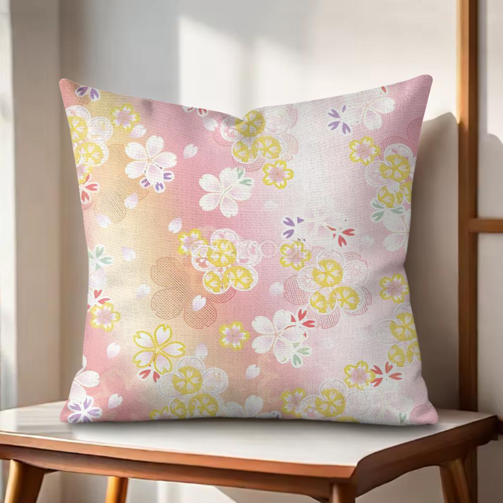 

Cherry blossoms Cushion Cover Natural Linen Organic Fabric DoubleSided Printing Couch Pillow Covers Home Decor 30x30cm