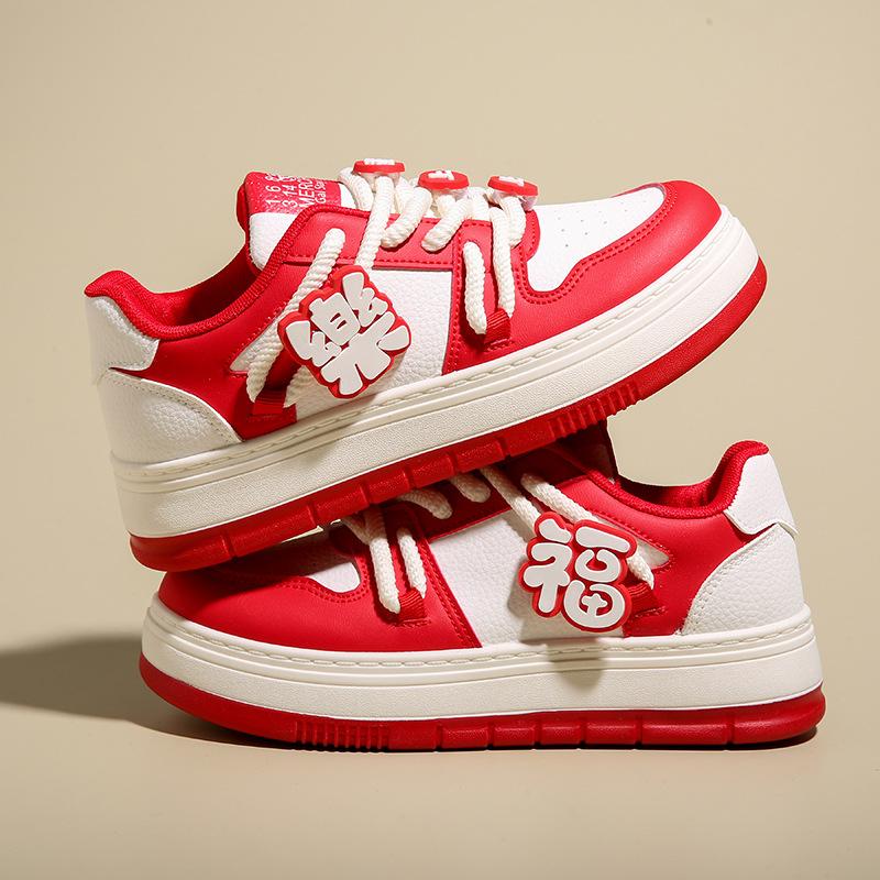 

Year of the Dragon Happy New Year Shoes Shipping Loafers Board Shoes Casual Sneakers Platform Versatile Women s Shoes Height Increasing Shoes 35 красный