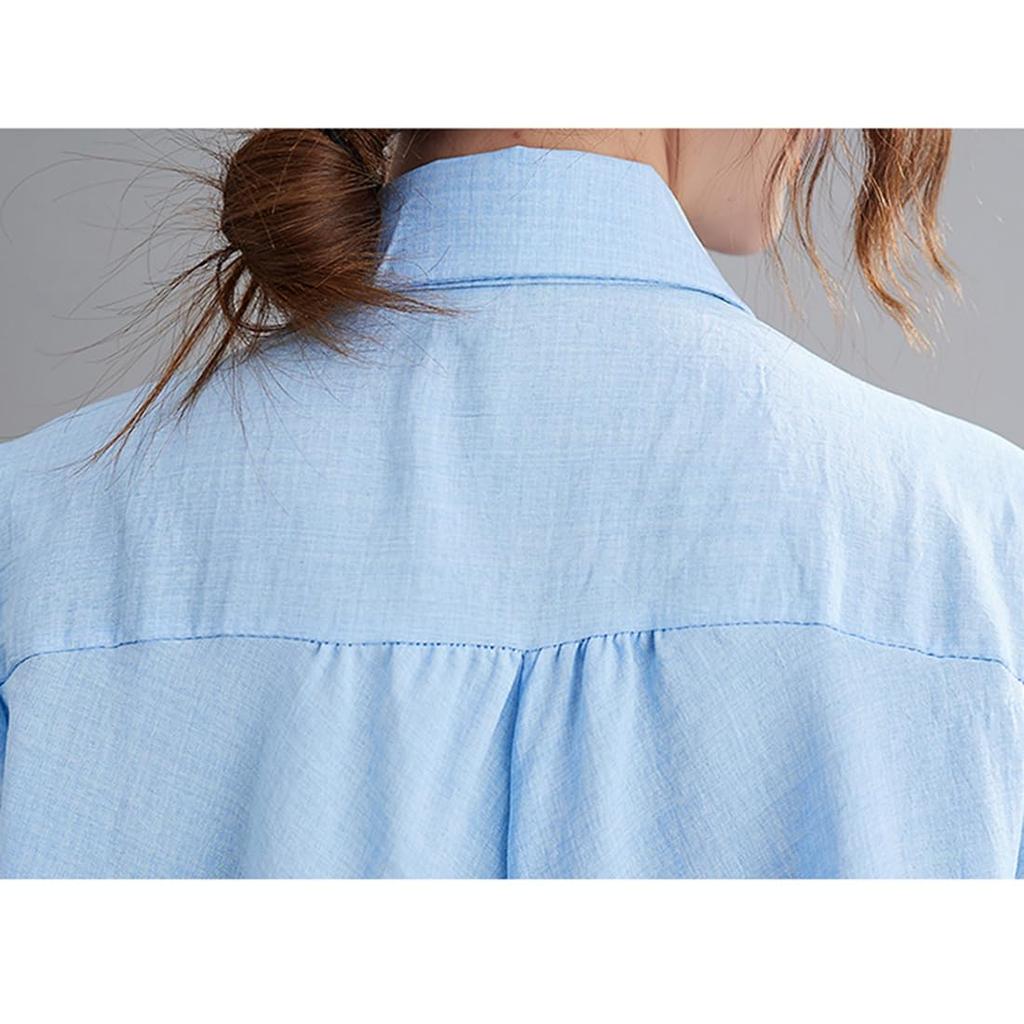 Short Loose Large Size [JHIJSC] Women's Shirt, Sleeve, Summer, Office, Fit, Plain, Thin, 3/4 Sleeve, Stylish, (JP, Alphabet, 2XL, Black)