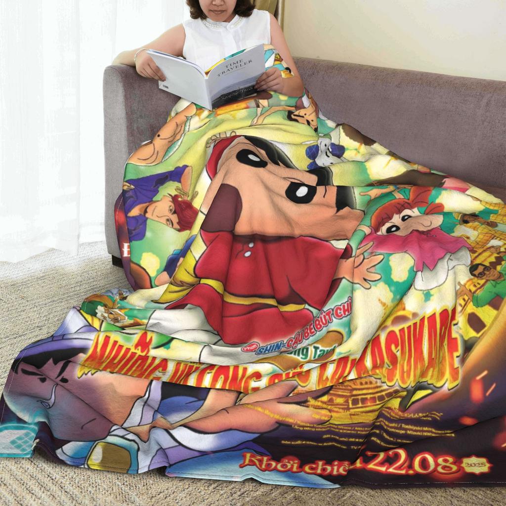 Crayons Shin-chans 2025 Funny Cartoon Flannel Blankets Winter Soft Throw Blanket for Boy Girl Home Decor Bedspread Bed Cover