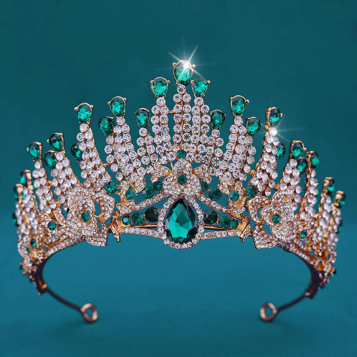 5 Colors Luxury Elegant Drop Crystal Flower Tiara Crown for Women Party Wedding Bride Crown Hair Dress Jewelry