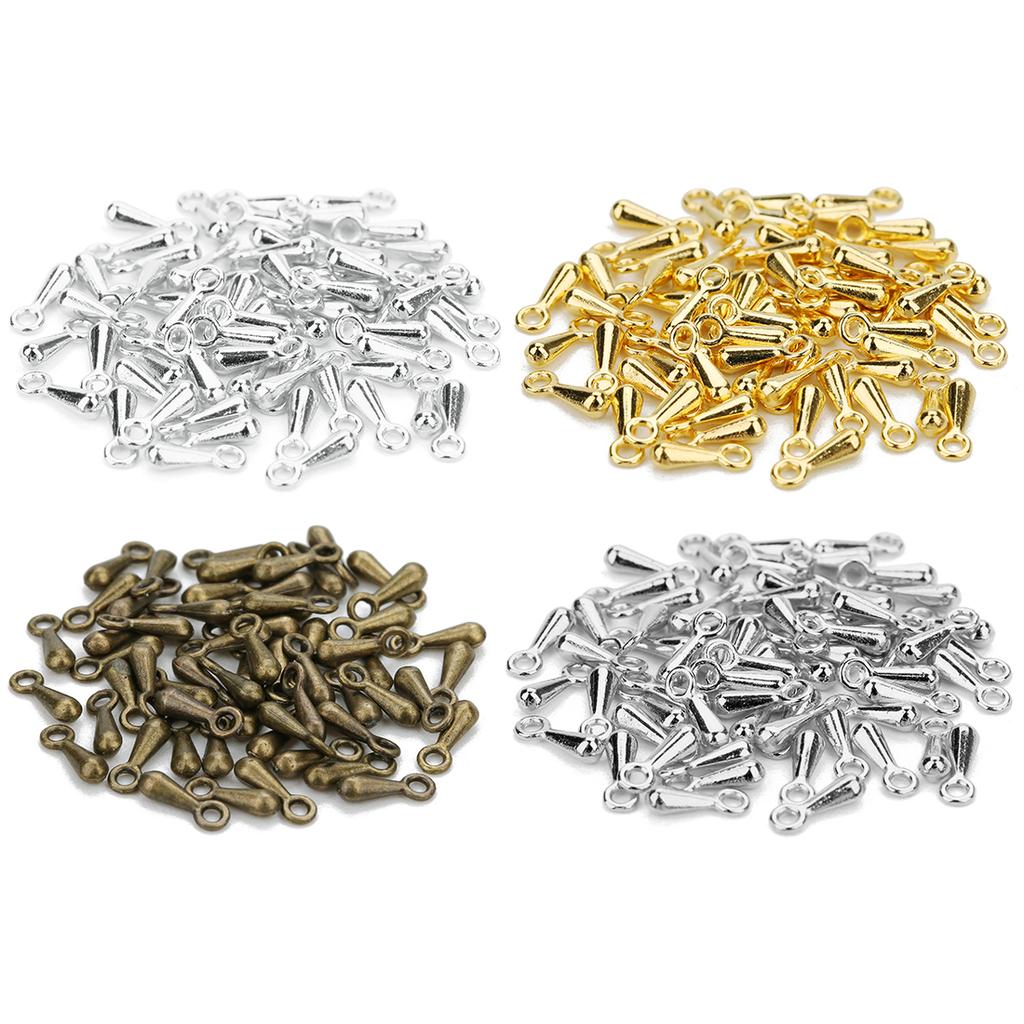 100/200pcs 2×7 3×9mm Alloy Water Drop End Beads For Jewelry Making DIY Necklace Pendant Extender Chain Tail Chain Accessories