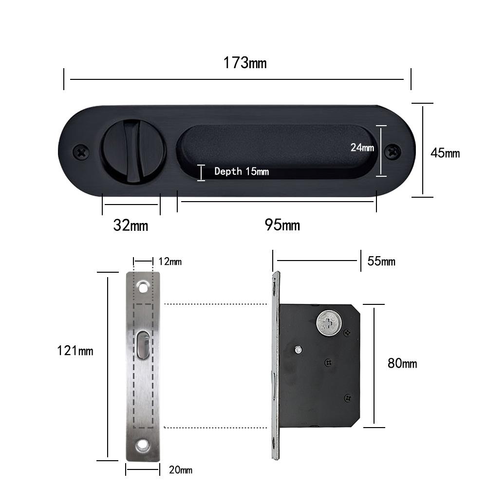 YOUTHUA Sliding Barn Door Locks Invisible Door Handle for Wooden Sliding Pocket Door Latch Furniture Hardware 17cm Door Locks