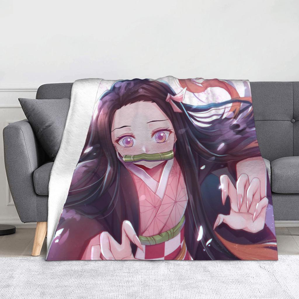 Kyojuro Rengoku Kimetsu No Yaiba Blanket Velvet Spring Autumn Japanese Anime  Multifunction Throw Blanket for Sofa Bedroom Quilt