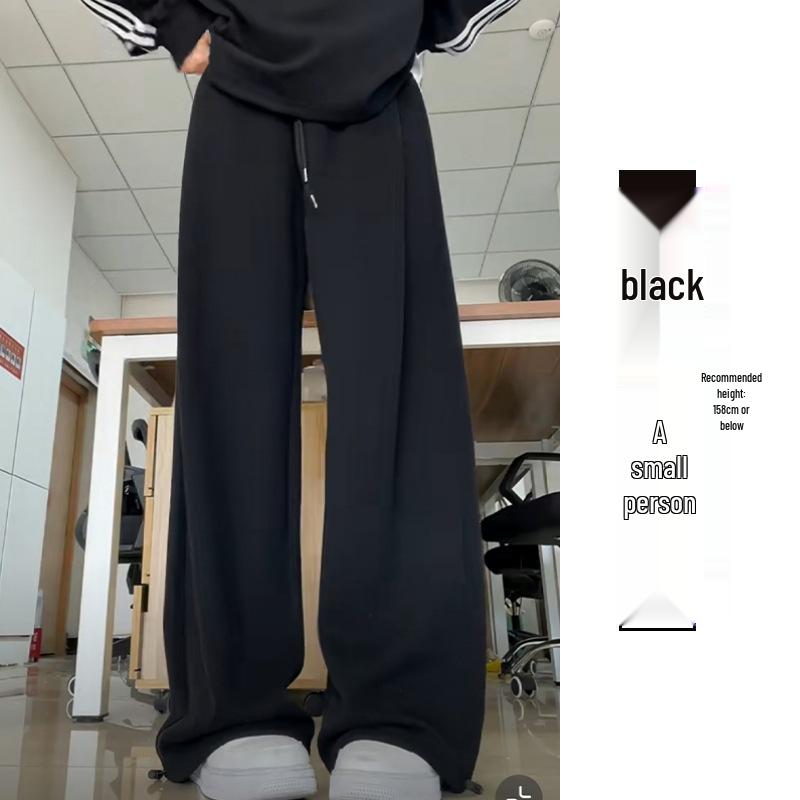 Women's 2024 Winter Fleece-Lined American Style Sweatpants - Slimming Loose Fit, Straight & Wide Leg Joggers