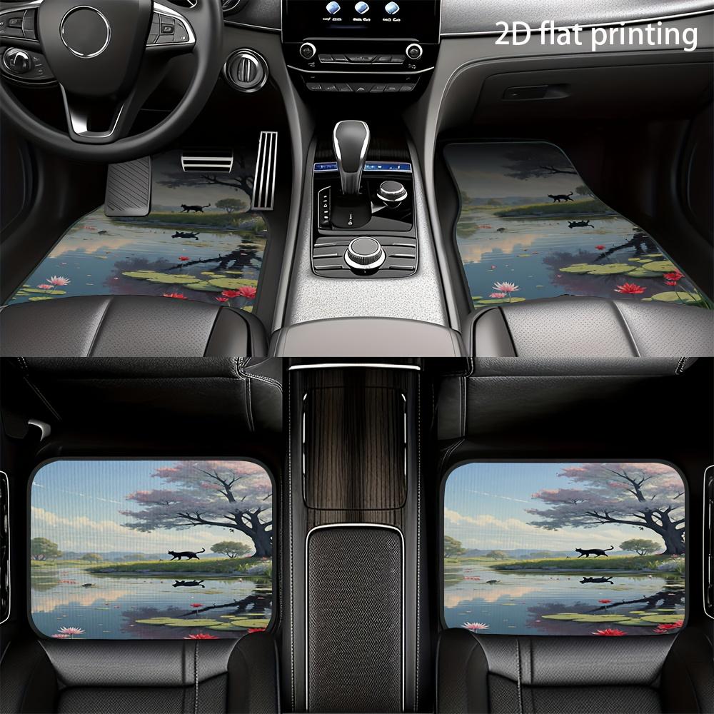 4 Stück Autokomplette, Rosa Kirschblütenbaum-Design, Universelle Automatten, Hergestellt Aus Polyesterfaser, Dekorative Ergänzung für das Fahrzeug