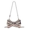 Women's Trendy Crossbody Chain Bag with Metal Bow - Lightweight and Stylish Shoulder Bag