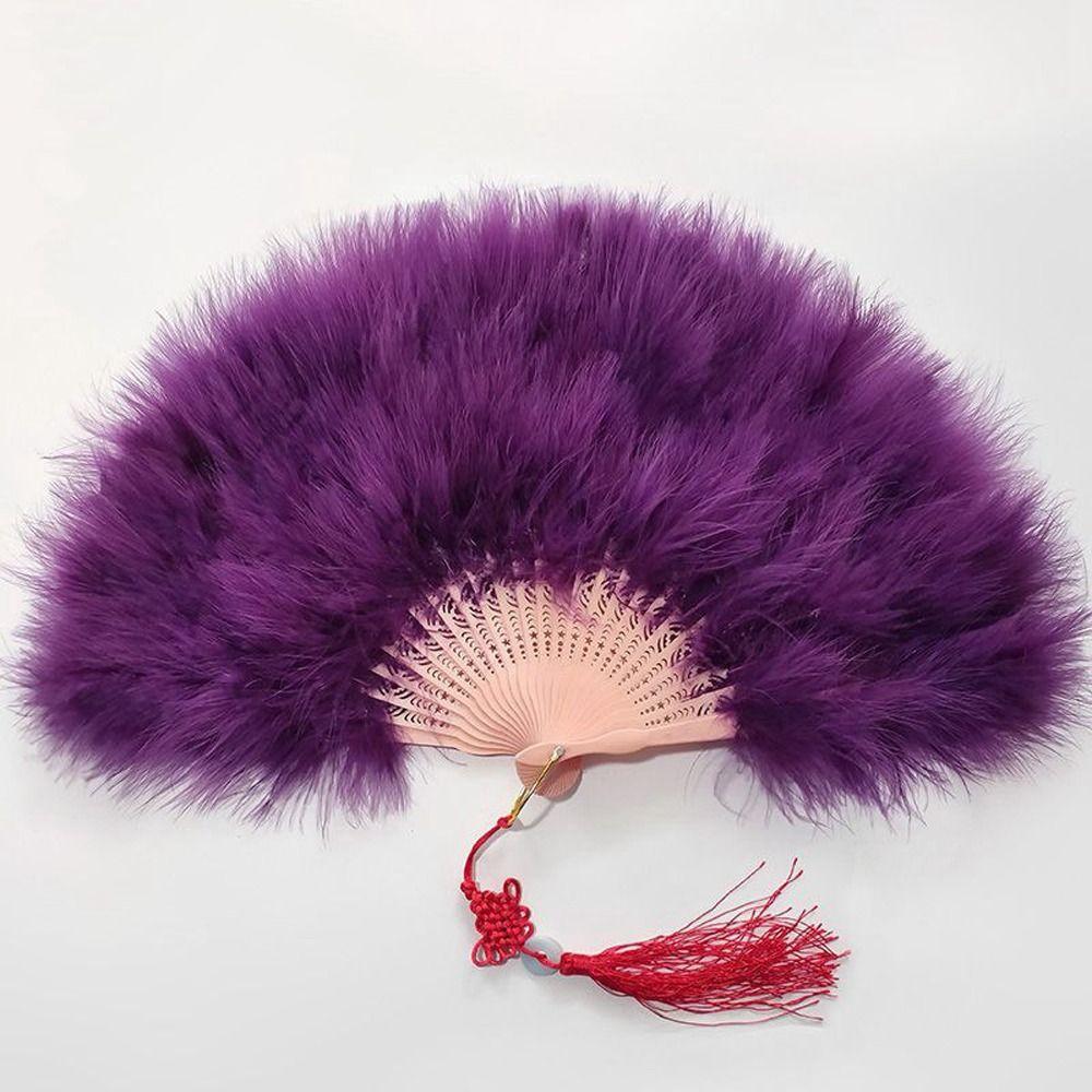 Chinese Handheld Feather Fan Colorful Show Dance Fan Art Fans Cosplay Props Fan  Home Decoration