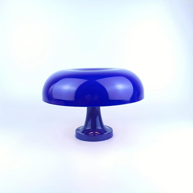 Blue Mushroom Table Lamp, Dimmable 3 Mode ,Plug-in, Retro 1970s Mid Century Lamp with Soft Glow, Durable Plastic Base, Metallic Finish for Bedroom