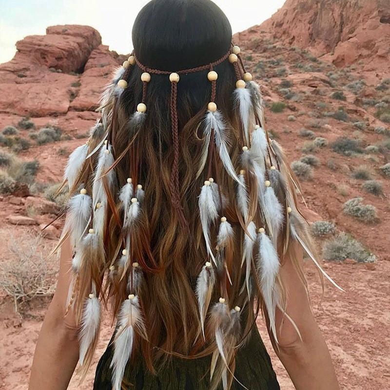 Vintage Style Feather Hair Accessory With Floral Design For Women Summer Wear