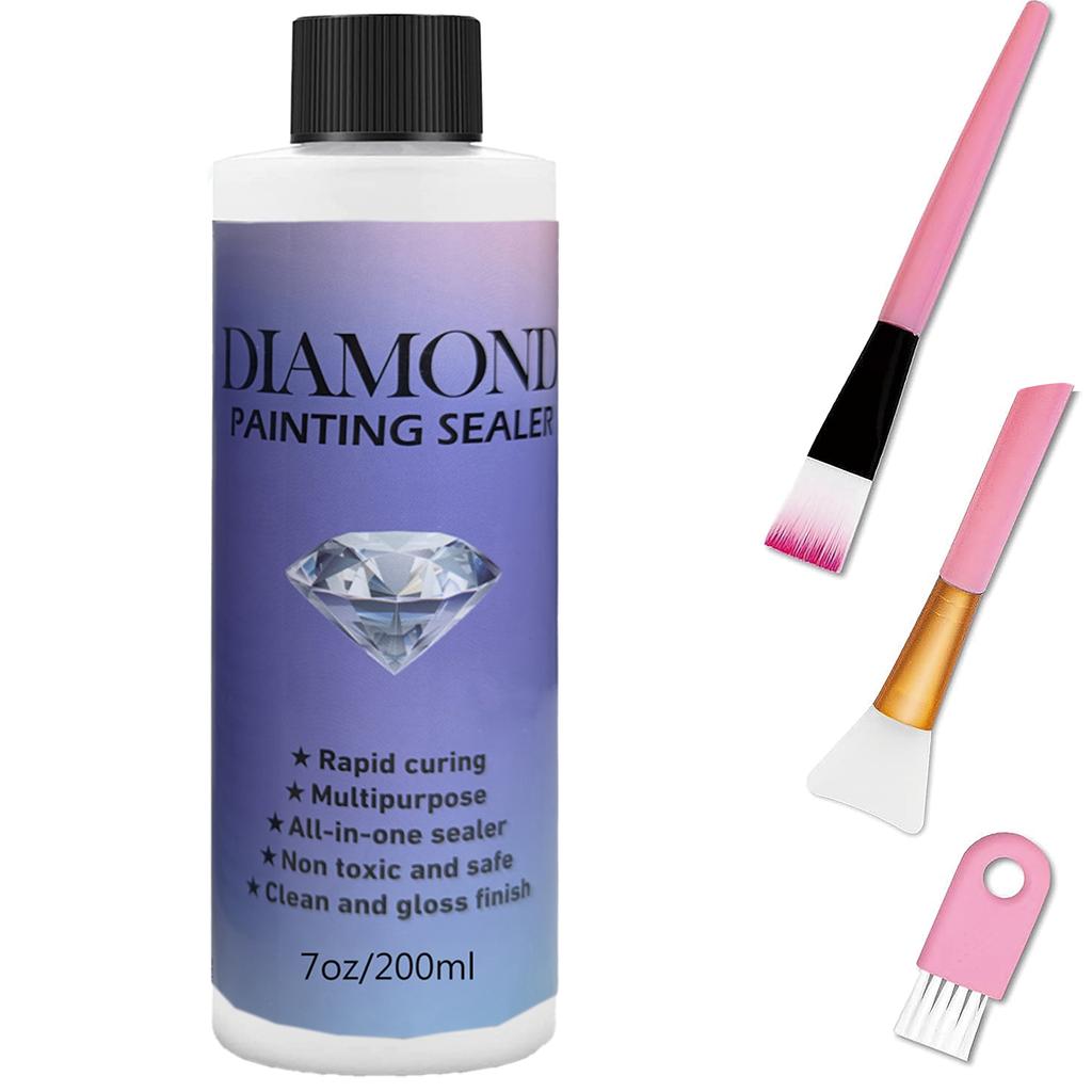 60ML/120ML/200ML Diamond Painting Sealer with 3 Pcs Brushes Diamond Painting Glue Permanent Hold & Shine Effect Sealer Puzzle