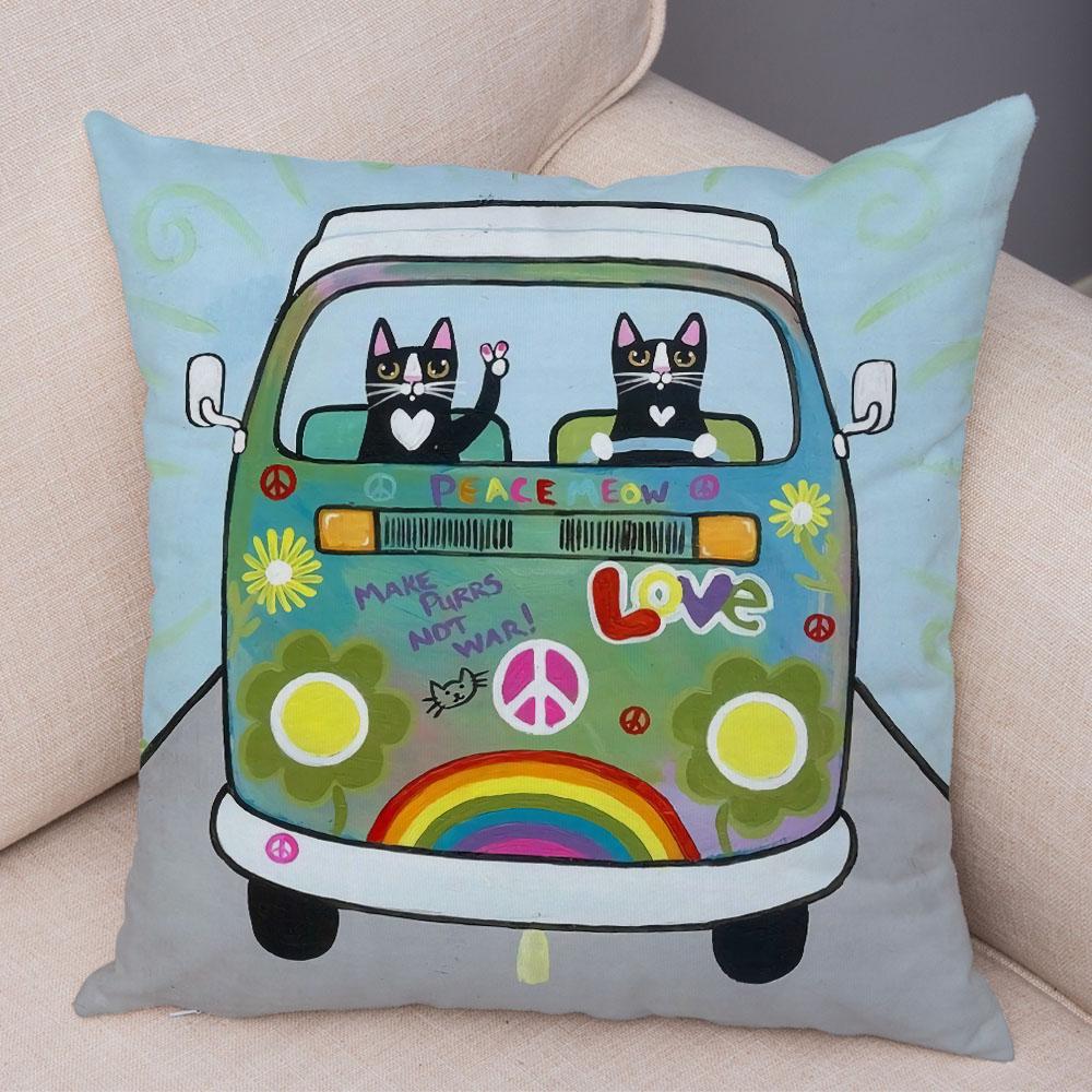 Pet Animal Cute Funny Cartoon Driving Cat Pillowcase Pillowcase Cushion Cover