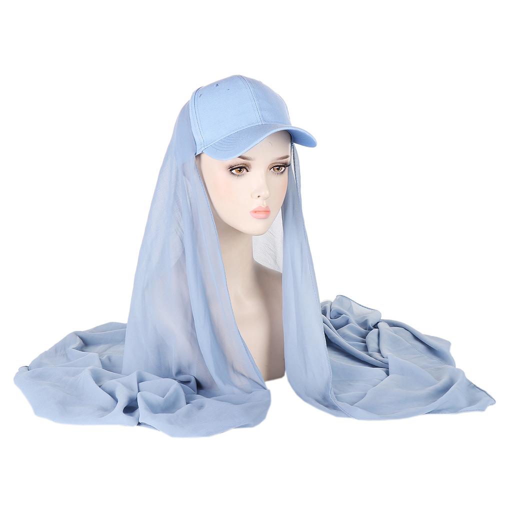 New Colors Chiffon Hijab With Base Ball Cap Summer Sports Cap With Chiffon Hijabs Ready To Wear Instant Chiffon Sport Hijabs