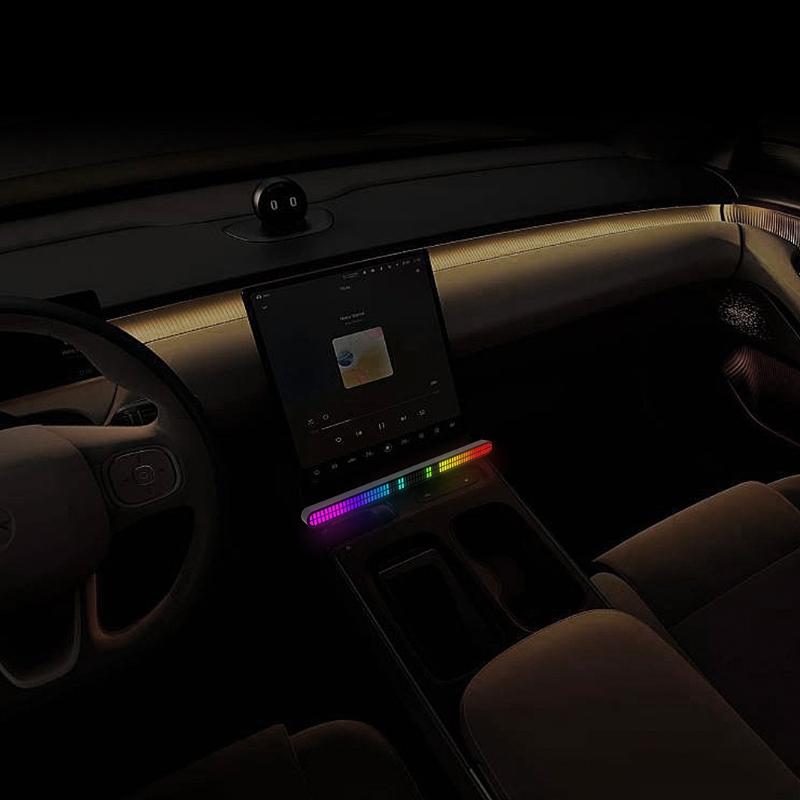 30Cm Double-Row 64Bit Rgb Pickup Led Bar Rechargeable Magnetic Install Music Rhythm Light Car Atmosphere Lighting Desktop Light