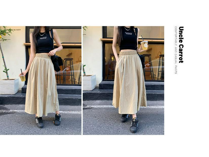 Yamamoto High-Waisted Pleated Long Skirt - Slimming, Solid Color, Versatile Japanese Casual Summer Style