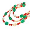 Vintage Natural Chalcedony Baroque Freshwater Pearl Grandmother Green Quartzite Necklace Clavicle Chain